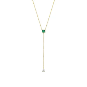 Emerald tie necklace