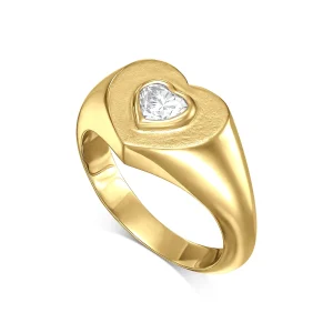 Pinky Signet ring-heart-Yellow gold-2