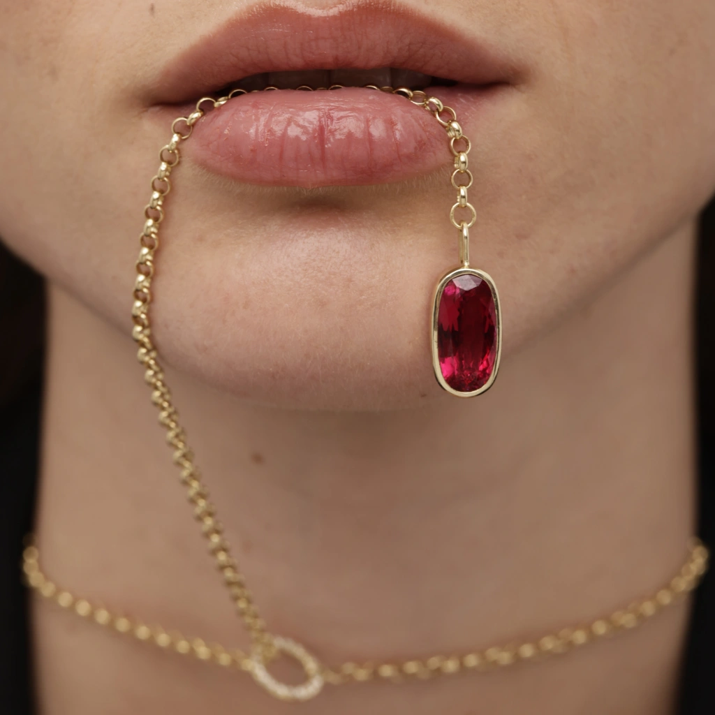 ruby tie necklace