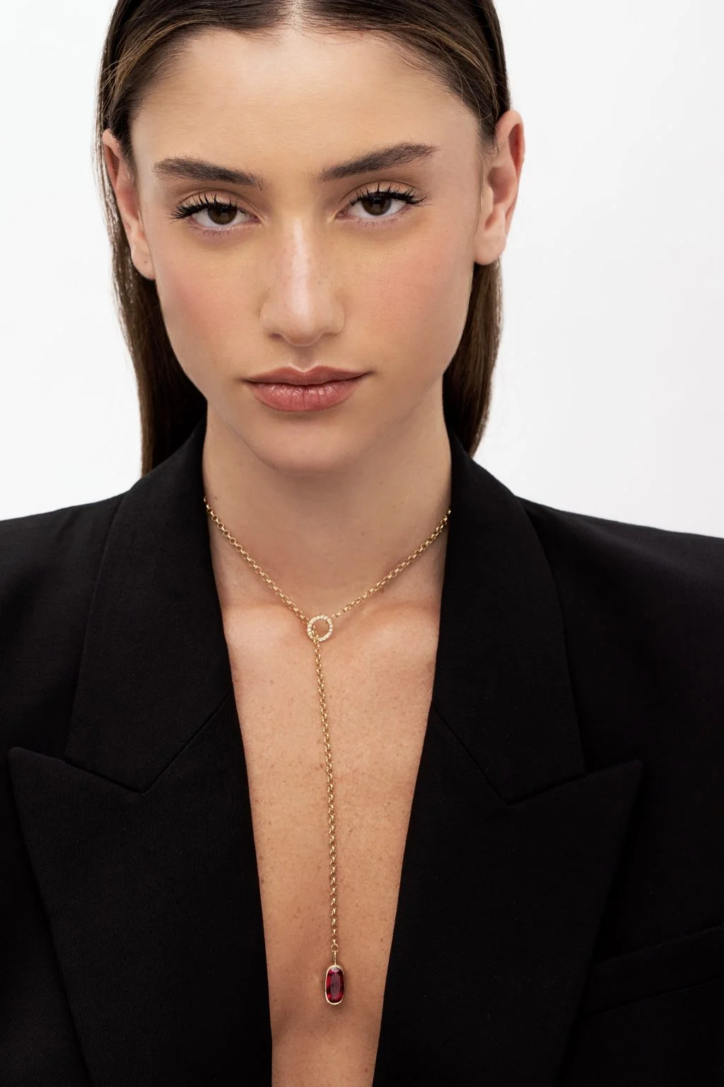ruby tie necklace